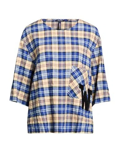 WOOLRICH WOOLRICH WOMAN TOP NAVY SIZE M LINEN, COTTON