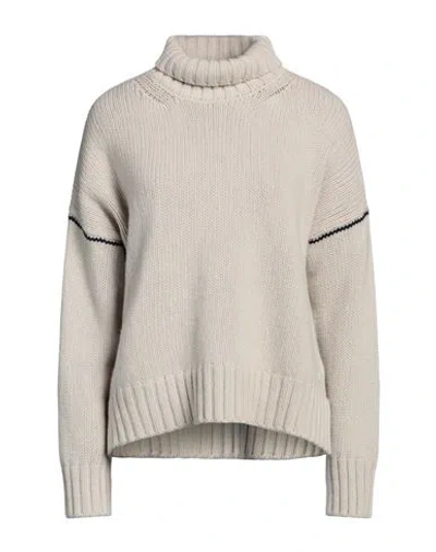 Woolrich Woman Turtleneck Beige Size M Virgin Wool In Beige