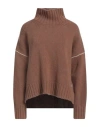Woolrich Woman Turtleneck Camel Size L Virgin Wool In Beige