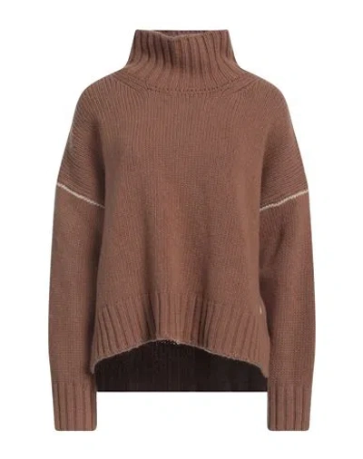 Woolrich Woman Turtleneck Camel Size L Virgin Wool In Beige