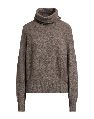 Woolrich Woman Turtleneck Dark Brown Size L Cotton, Polyamide, Alpaca Wool, Wool, Elastane
