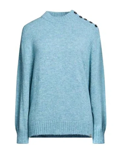 Woolrich Woman Turtleneck Light Blue Size M Alpaca Wool, Polyamide, Wool