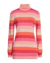 Woolrich Roman Striped Cotton And Cashmere Turtleneck Sweater In Salmon Pink