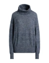Woolrich Woman Turtleneck Slate Blue Size Xl Cotton, Polyamide, Alpaca Wool, Wool, Elastane In Blue