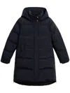 Woolrich Womens Navy Blue Quilted Down Jacket With Hood In Blue