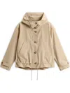 Woolrich Hooded Parka Coat Adjustable Cuffs Hem In Neutral