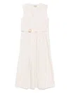 Woolrich Long Cotton Dress Detachable Belt In Beige