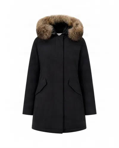 Woolrich Women's Fur-trim Hooded Parka Coat In Black