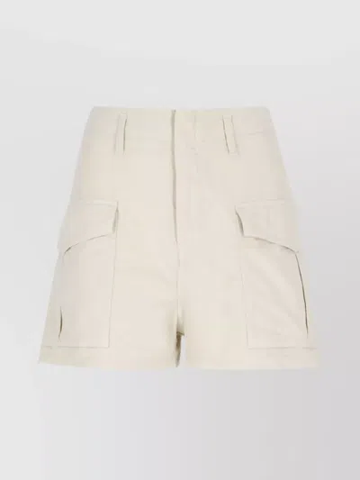 Woolrich Lightweight Linen Viscose Shorts Pockets In White