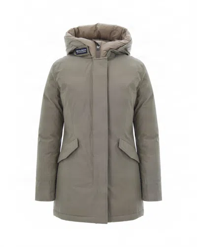 Woolrich Women's Hooded Down Parka Coat In Cornstalk Two Tone