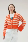 Woolrich Woman Cardigan Orange Size L Cotton In Light Oak Koi Stripe