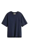 Woolrich Crew Neck Monochrome Cotton T-shirt In Blue