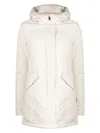 Woolrich Hooded Duck Feather Coat In Brown
