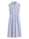 Woolrich Sleeveless Shirt Dress With Drawstring Waist In Blue