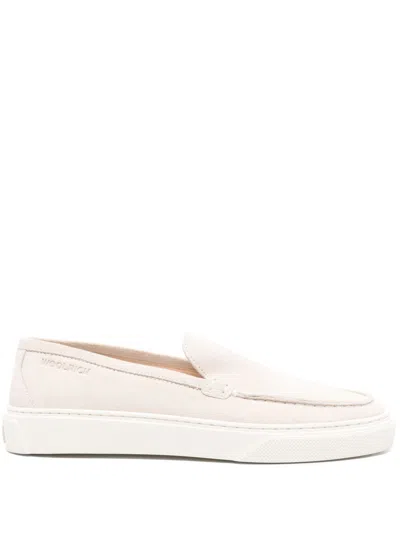 Woolrich Suede Leather Slip On Sneakers In White