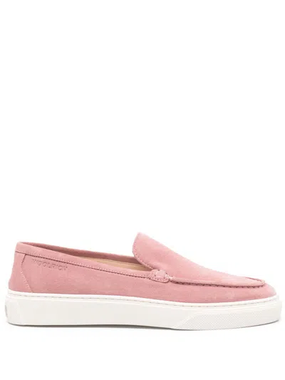 Woolrich Suede Leather Slip On Sneakers In Pink
