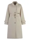 Woolrich Single-breasted Belted Trench Coat In Beige