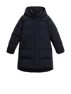 Woolrich Womens Navy Blue Quilted Down Jacket With Hood In Melton Blue