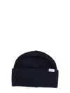 Woolrich Logo-patch Knitted Beanie In Blue