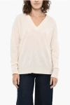 Woolrich Wool And Cashmere V-neck Sweater In Neutral