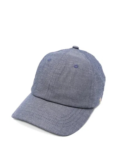 Woolrich Wool Baseball Cap With Logo Label And Adjustable Back Strap In Blu