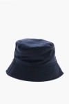 Woolrich Wool Blend Bucket Hat With Embroidered Logo In Blue