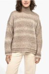 Woolrich Wool Blend Degrade Effect Turtleneck Sweater In Brown
