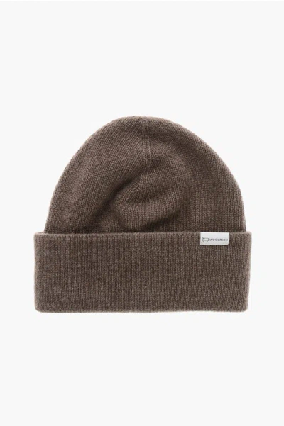 Woolrich Wool Blend Luxe Beanie In Brown
