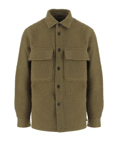 Woolrich Wool Blend Overshirt In Green