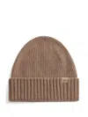 Woolrich Wool Blend Scarf And Beanie Hat Set In Brown
