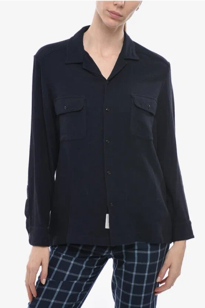 Woolrich Wool-blended Fluid Gauze Shirt In Black