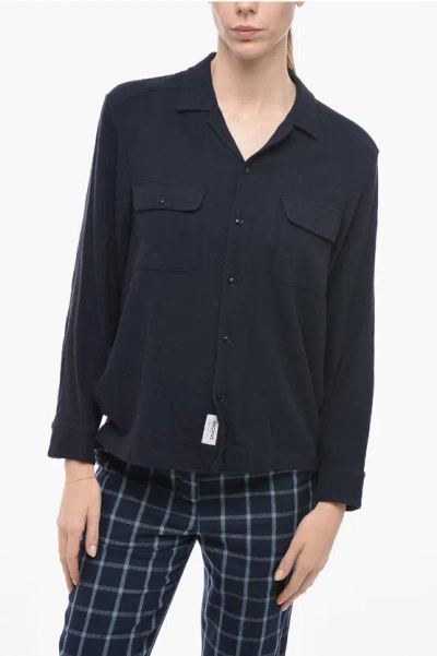 Woolrich Wool-blended Fluid Gauze Shirt In Black