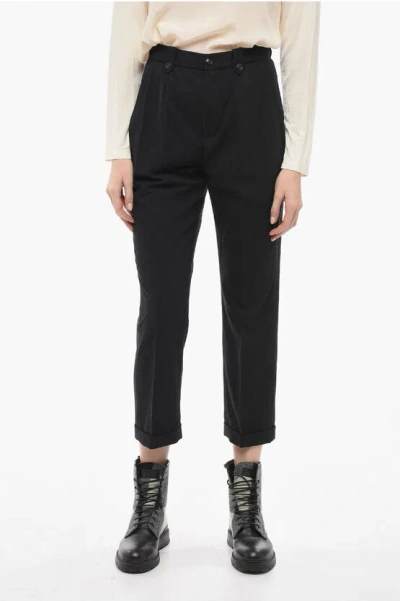 Woolrich Wool Blended Pants With High Waist In Black