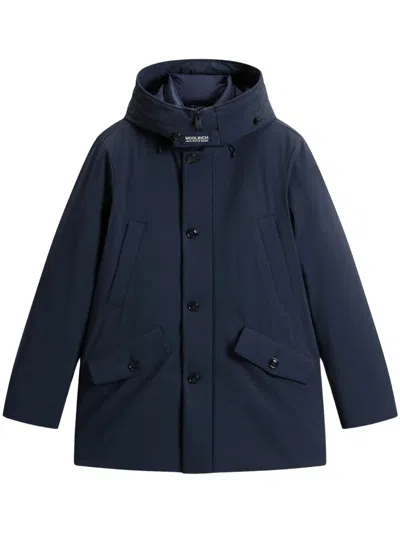 Woolrich Wool Blend-feel Quilted Coat For Men In Blue