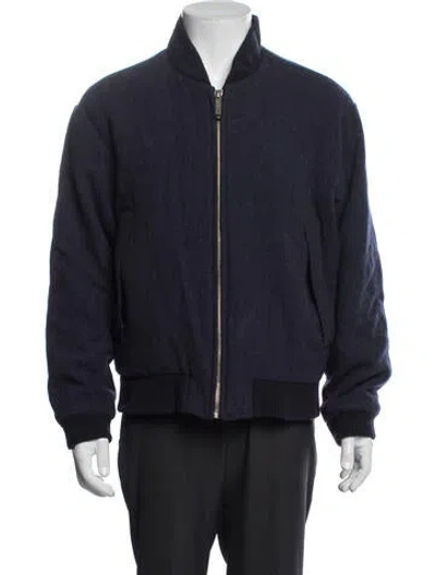 Pre-owned Woolrich Wool Bomber Jacket In Blue