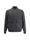Woolrich Wool Twill Pocket Bomber In Gray