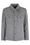 Woolrich Grey Patterned Wool Blend Overshirt With Classic Collar And Snap-button Fastening In Gray