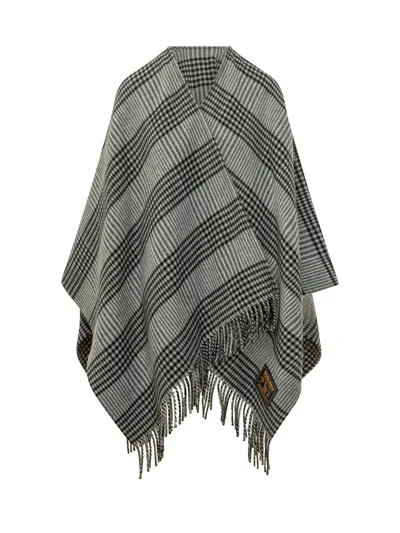 Woolrich Wool Check Cape In Gray