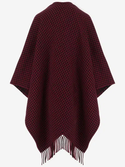 Woolrich Wool Check Pattern Cape In Red