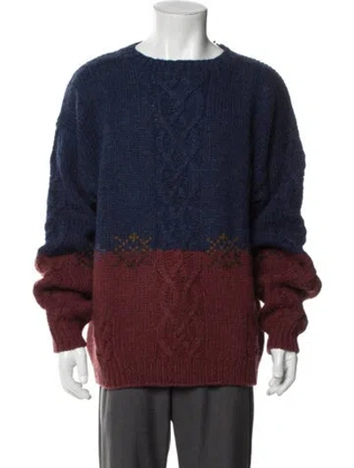Pre-owned Woolrich Wool Colorblock Pattern Pullover In Blue
