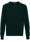 Woolrich Crew Neck Knit Texture Raglan Sweater In Green