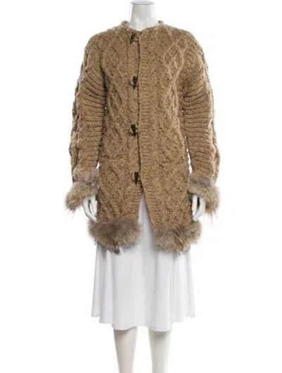 Pre-owned Woolrich Wool Faux Fur Jacket In Neutral