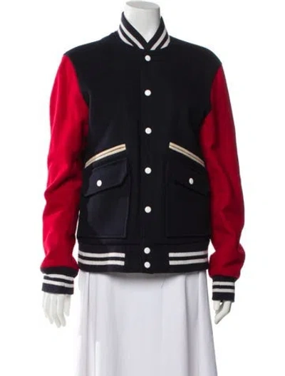 Pre-owned Woolrich Wool Graphic Print Bomber Jacket In Red