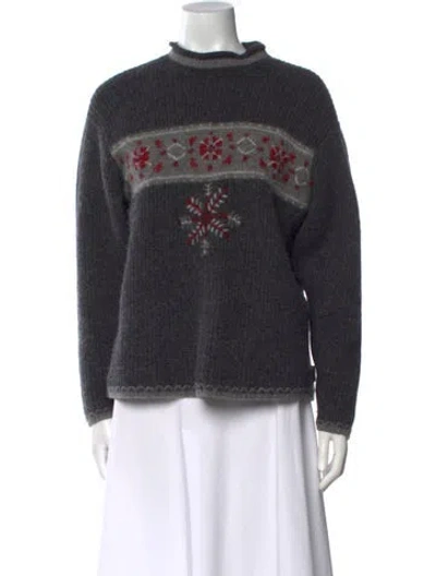 Pre-owned Woolrich Wool Graphic Print Sweater In Black