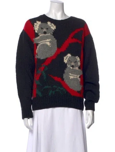 Pre-owned Woolrich Wool Graphic Print Sweater In Black