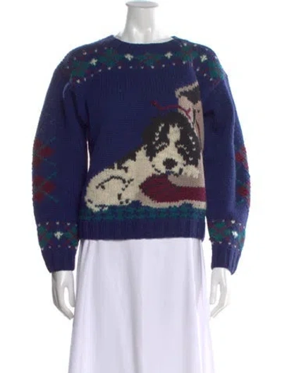 Pre-owned Woolrich Wool Graphic Print Sweater In Blue