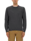 Woolrich Crew Neck Sweater Ribbed Cuffs In Gray