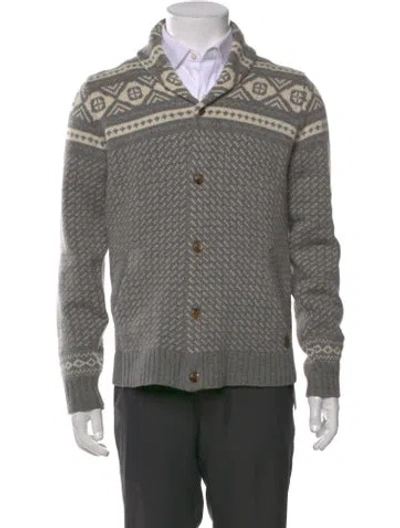 Pre-owned Woolrich Wool Patterned Cardigan In Neutral