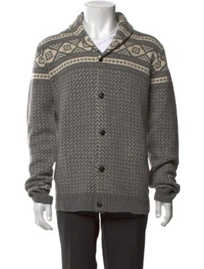 Pre-owned Woolrich Wool Patterned Cardigan In Neutrals