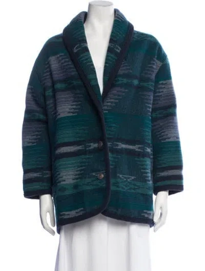 Pre-owned Woolrich Wool Patterned Jacket In Blue